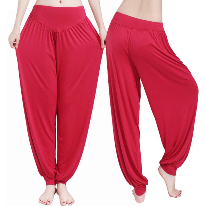 Women Harem Pants Casual Loose Cotton Solid Elastic Waist Wide Leg Pants Plus Size Loose Long Bloomers Trousers 15 Colors RE2402