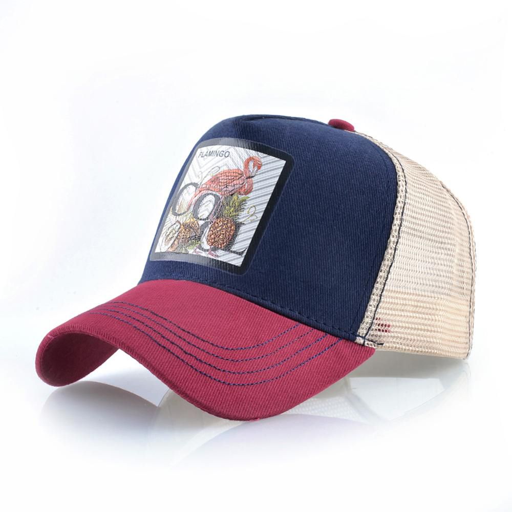 Mesh Beach Baseball Caps Breathable Casual Visor Hat With Flamingo Patch Baseball Hat Men Cotton Dad Trucker Caps