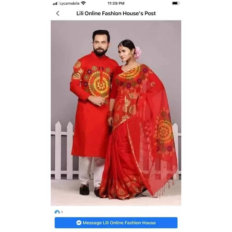 New   Half Silk Share And Dhupiyan Panjabi For Combo Couple Dress