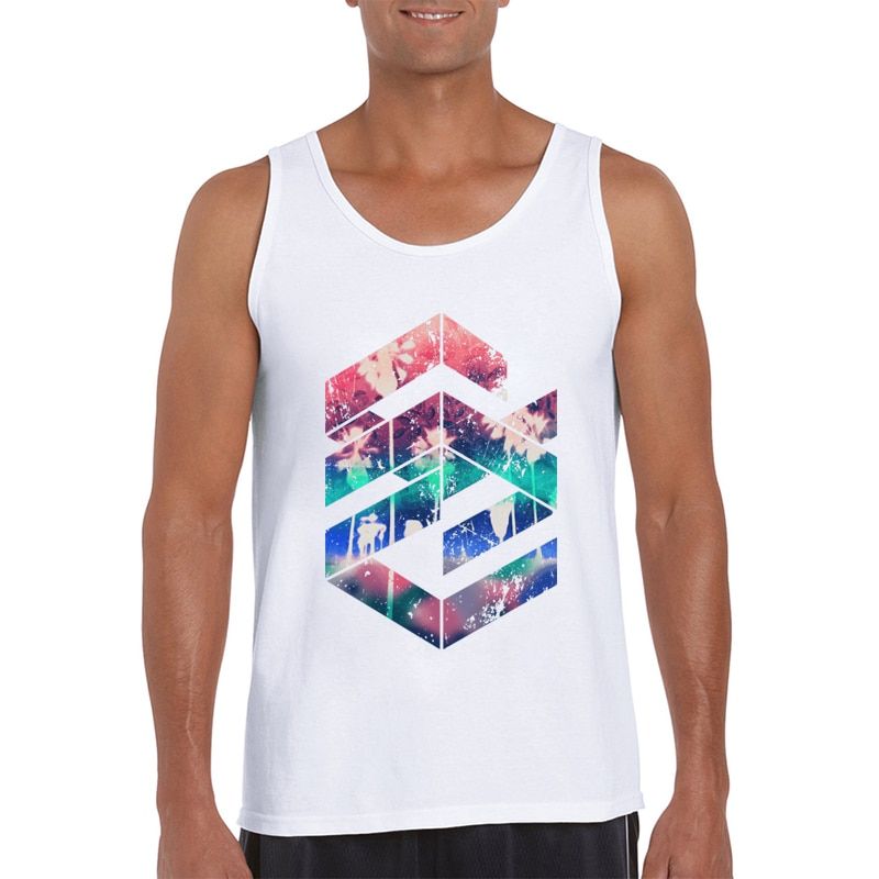 Fashion Men Summer Tatops Geometric Sunset beach printed male Retro Style casual Vest