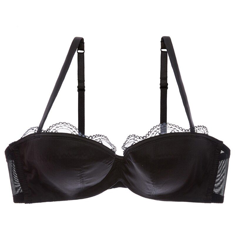 shaonvmeiwu  glossy lace edge gathered underwear women skin bra thin bra with steel rings