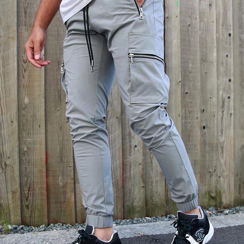 Mens Joggers Zipper Casual Pants Fitness Sportswear Tracksuit Bottoms Skinny Sweatpants Male Trousers Gyms Jogger Track Pants