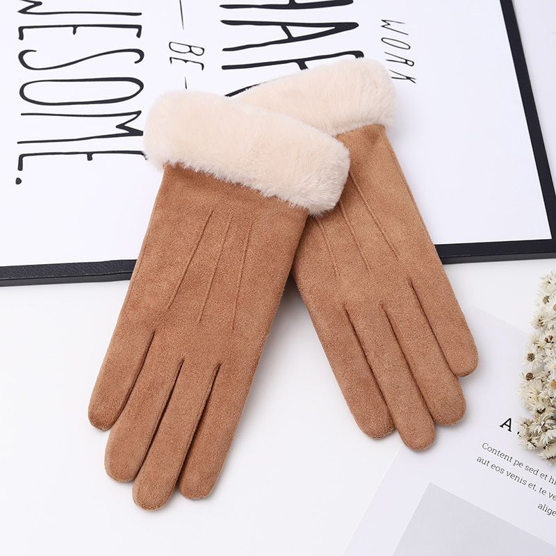 Warm Fluffy Gloves Women Touchscreen Driving Cold-Proof Stylish ry Mittens Elegant Chic Casual Cozy Heating All Match Cycling