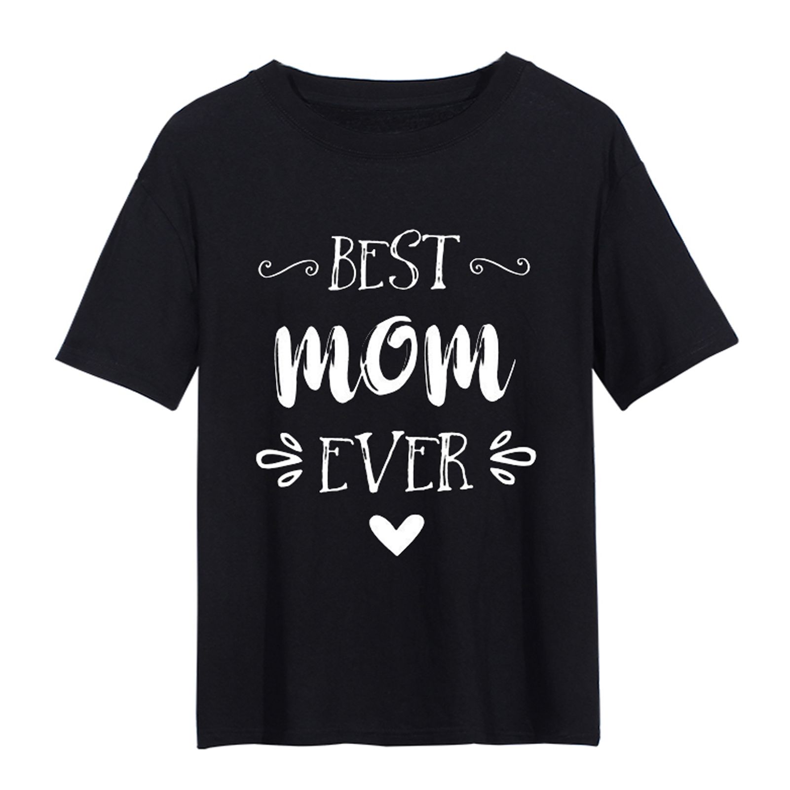 Women T-shirt Anti-wrinkle Letter Mom O-neck Pullover Top