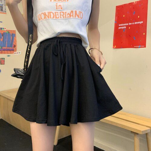 Shorts Women Lovely Trendy Summer Ulzzang Wide-leg Summer Chic Sweet Girls Short All-match Pocket College High Waisted Womens