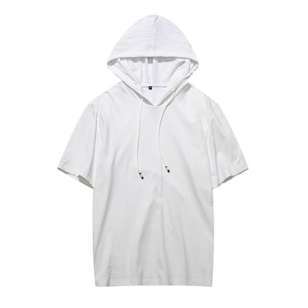 2021 Summer Men tshirt Casual Solid Loose Hooded Tops Tees Shirts Male New Sportswear Hoodie Short Sleeve Mens T-shirt Clothing