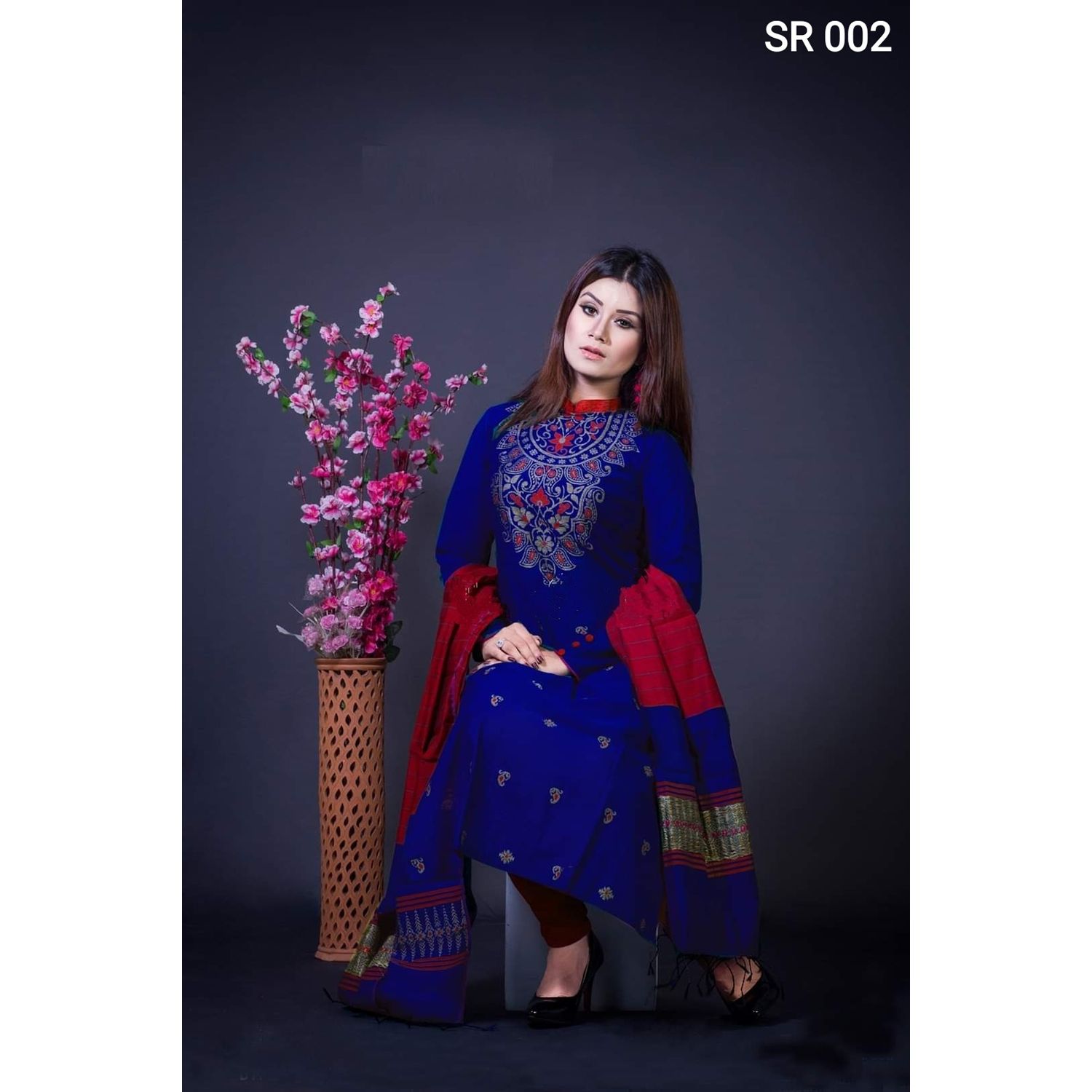 Eye Catching Designs with Exclusive collection Unstiched Silk Hand Work Salwar Kameez  (Made by Tant) - Promila Sharees