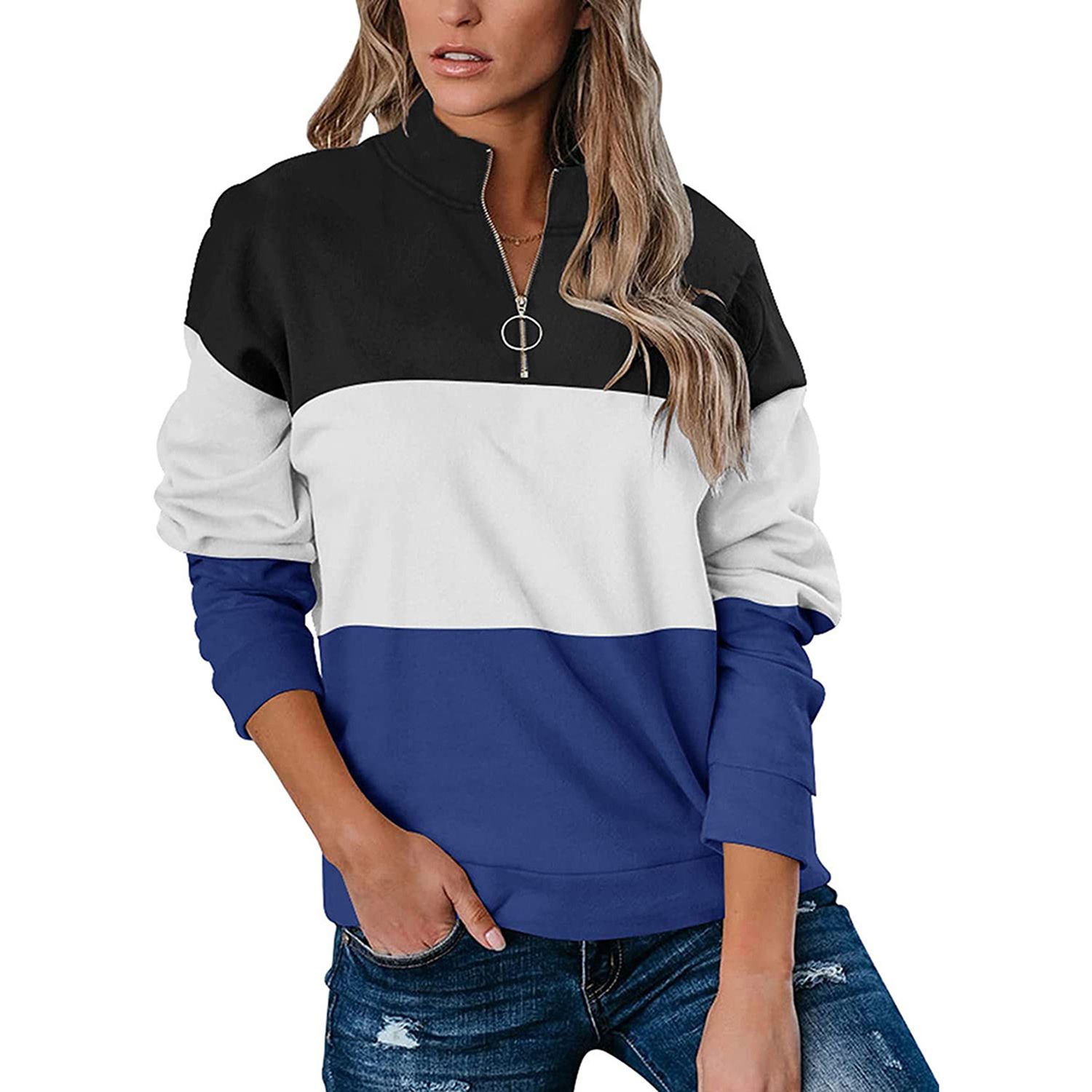Casual Top Soft Texture Striped Patchwork Print Casual Blouse