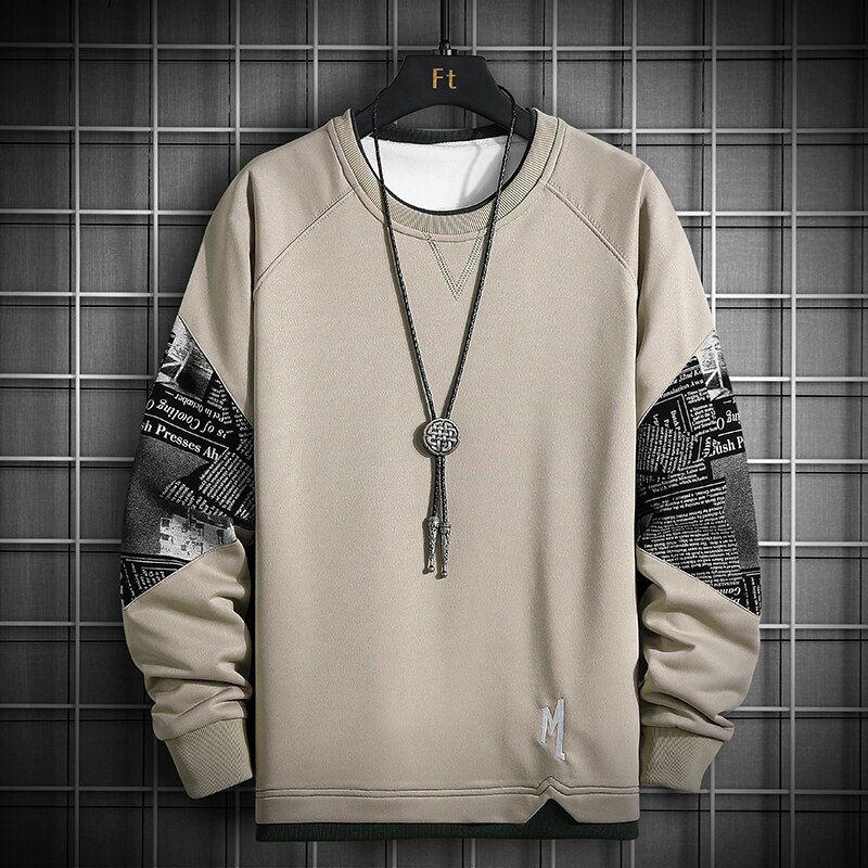 Single Road Crewneck Sweatshirt Men Spring Harajuku Oversized Japanese Streetwear Black Hoodie Men Sweatshirts Hoodies Male