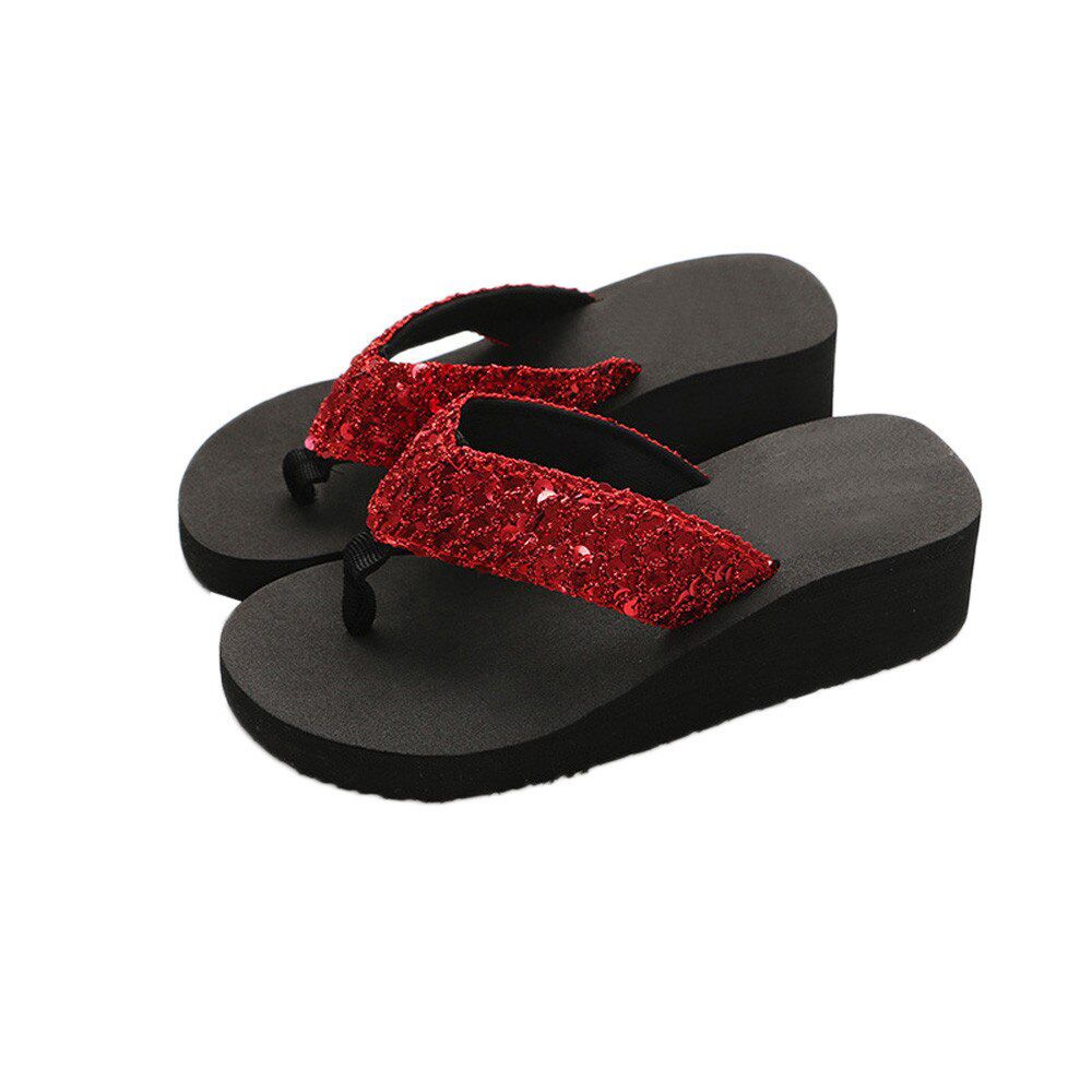 Flip Flops Sandals Women EVA Sequins Beach Slippers Casual Shoes Women Wedges Platform Slippers Outside Slides sapatos A50