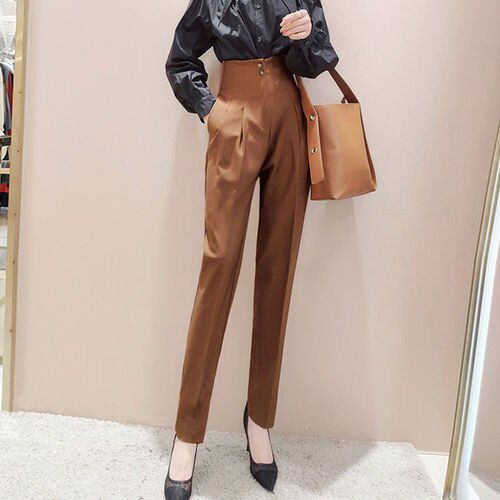Casual Female High-waisted Harem Pants Elegant Office Women Workwear Formal Slim All-match Suit Trouser Pantalons