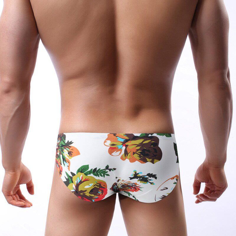 Mens Seamless Briefs Printed Ultra-thin Underpants Man Cueca Masculina U Pouch Male Panties Mens briefs Gay Ropa 00814