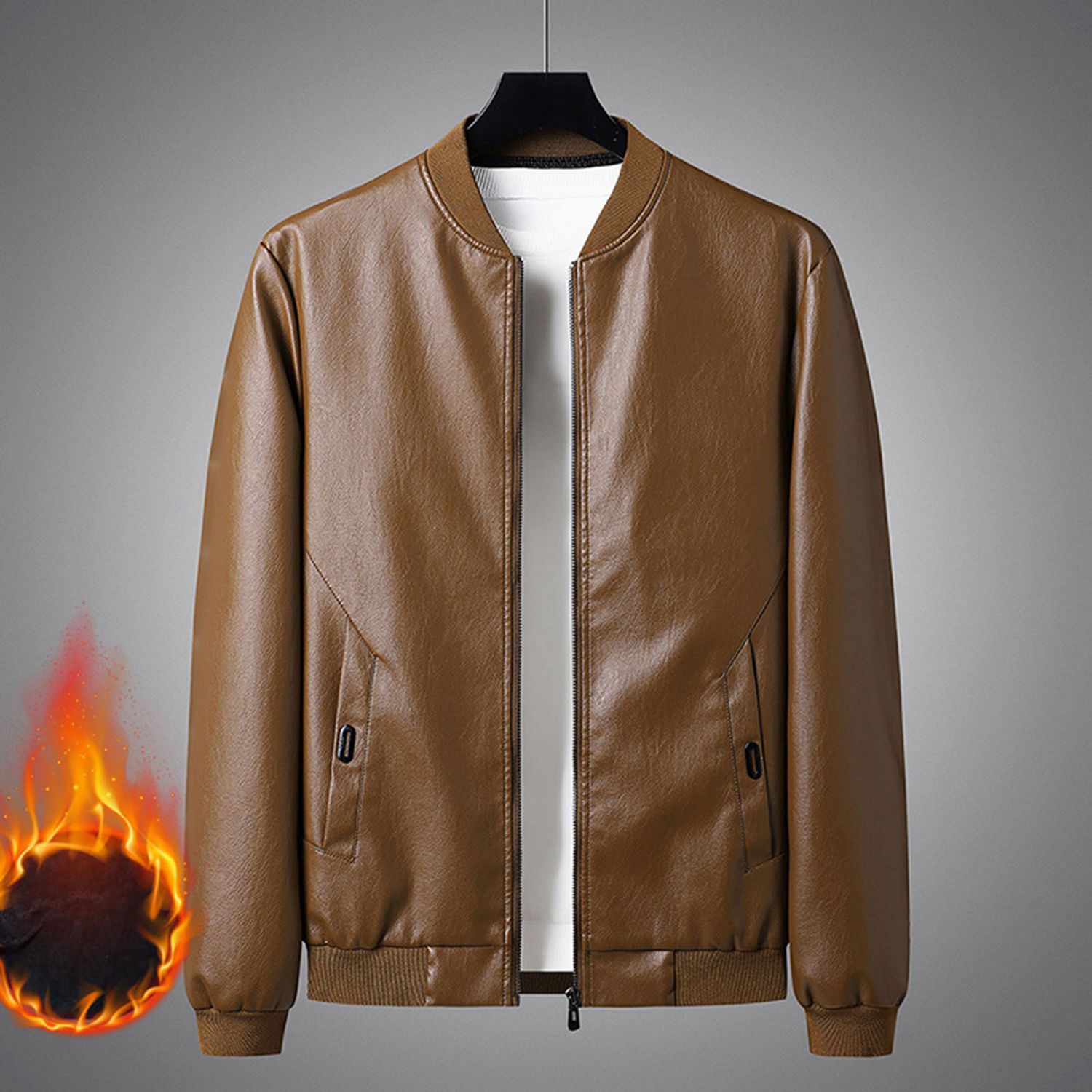 Men Coat Long Sleeve Great Stitching Biker Jacket