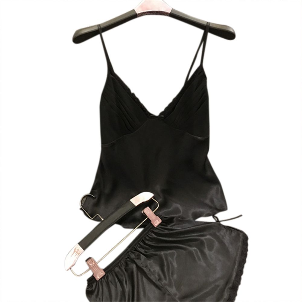 Women  Lingerie Set Deep V Backless ie Sling ops + Shorts