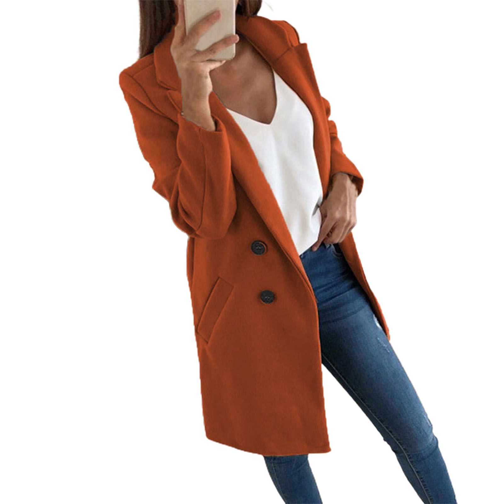 Woolen Overcoat Long Lapel Slim Warm Women Coat