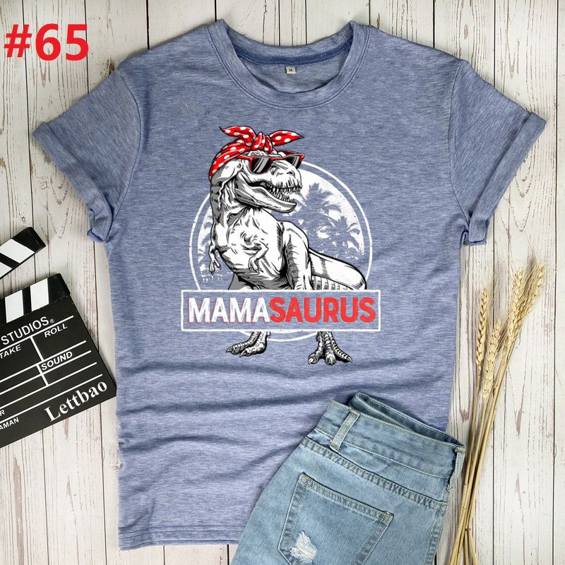 Mamasaurus T Rex Dinosaur Print T-shirts Women Summer Graphic Tee Aesthetic Shirts For Women Casual Short Sleeve Ladies Tops