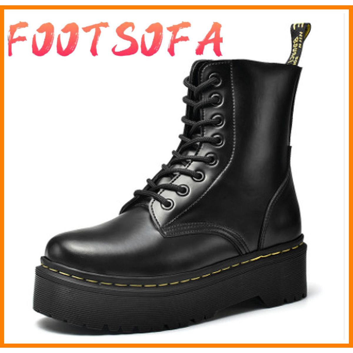 High Quality Platform Martens Boots Women Shoes Black Leather Ankle Boots Punk Shoes Thick Bottom Motorcycle Boots De Mujer