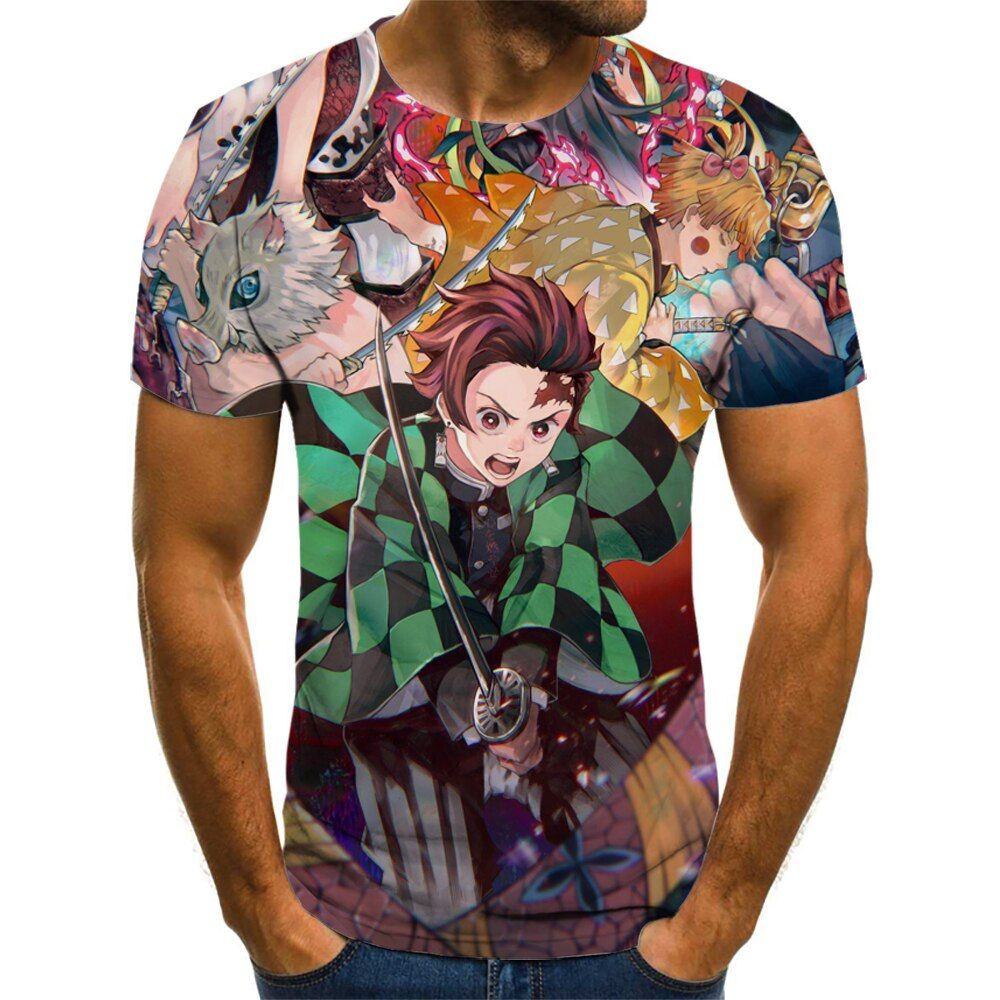 Demon Slayer Anime T Shirt For Men Camisetas Manga Kimetsu No Yaiba Tops Camiseta Hombre Ropa Clothing Tee Camisa Masculina