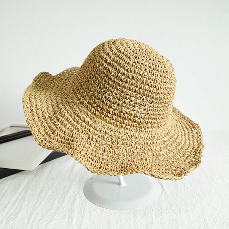 Fashion Foldable Straw Hat Women Summer Wide Brim Beach Sun Cap Bucket Hats Breathable Sun protection Visor Ladies Sunhat