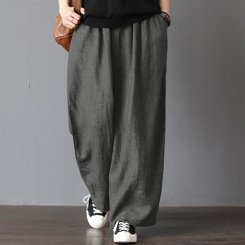 Pants for Women Ladies Cotton and Linen Pants Casual Wide-leg Pants (S-5XL)