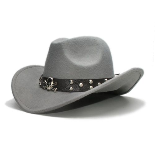 Wool Fedoras Hats Kids Parents Wool Hat  New Fashion Retro West Cowboy Hat Width Rims Skull College Fashion Bowler Hat