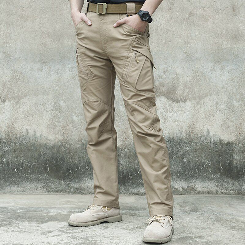 New Men Casual Cargo Pants Elastic  Multiplecket Waterproof Tactic Pants Outdoor Trekking Trousers 2021