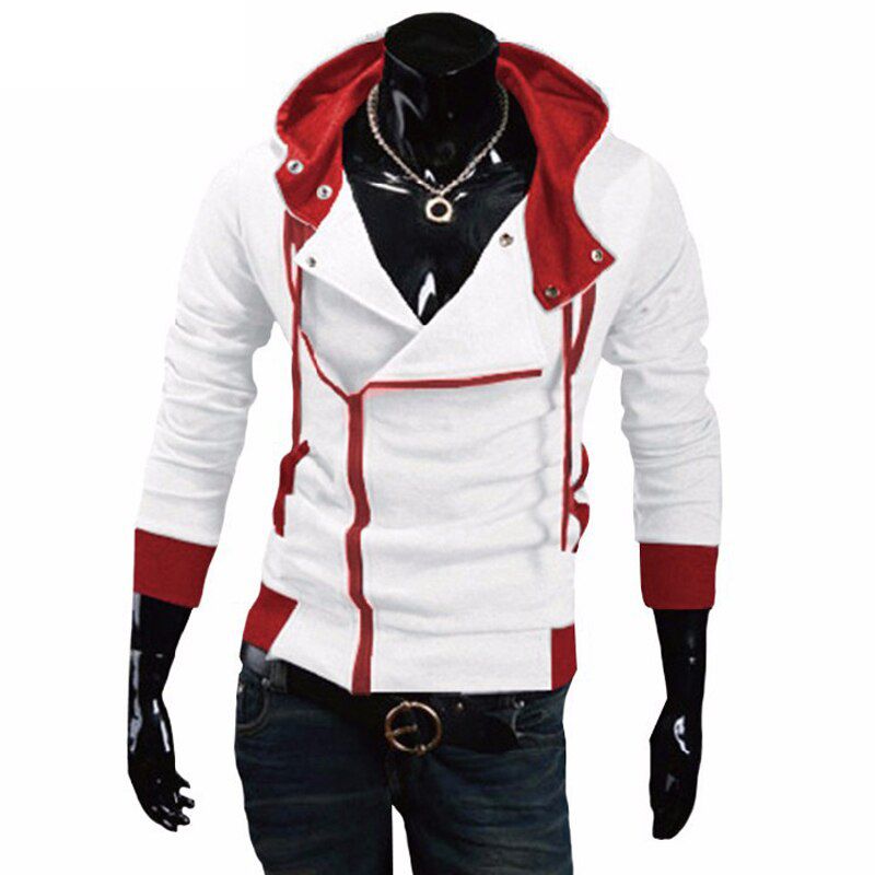 Side Zipper Patchwork Hoodies Men Casual assasins creed Clothing mens hoodies and sweatshirts sudadera hombre