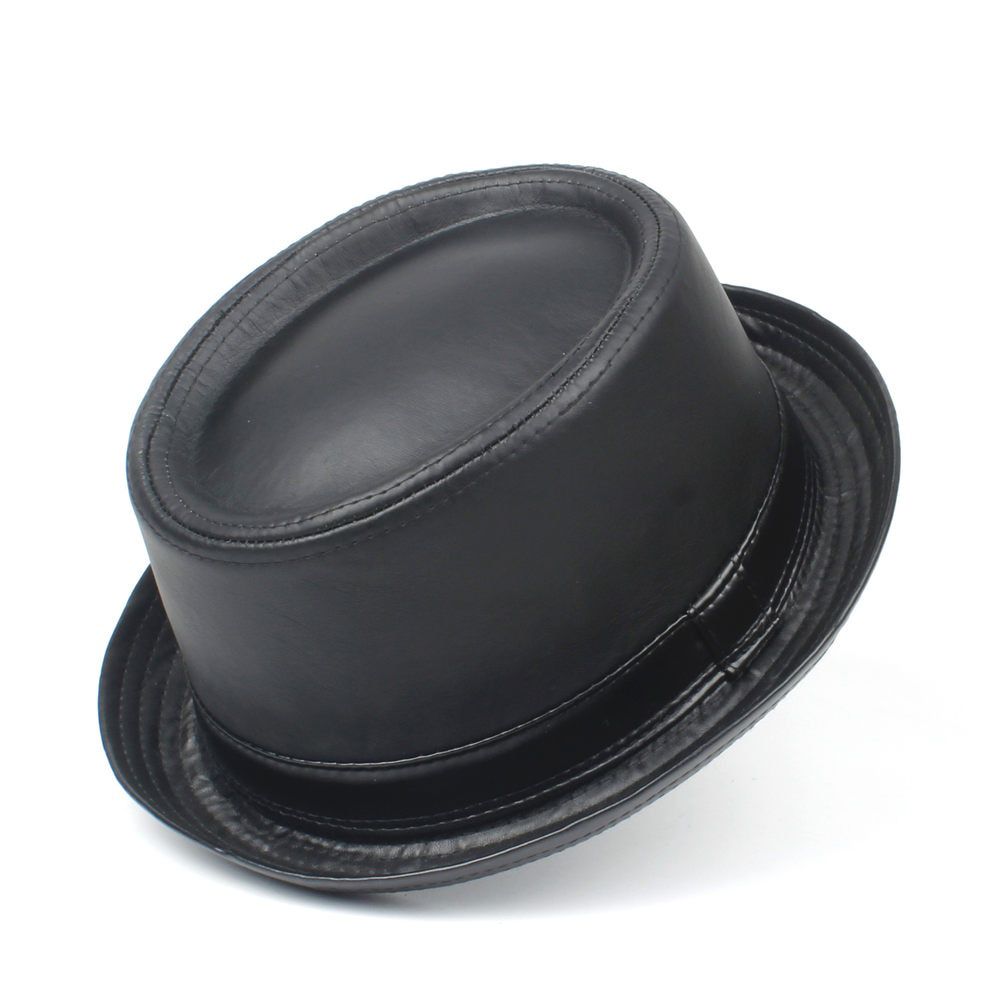 3 Stlye 4 Size 100% Wool Men Pie Hat For Dad Black Fedora Hat For Gentleman Flat Bowler Porkpie Top Jazz Hat S M L XL