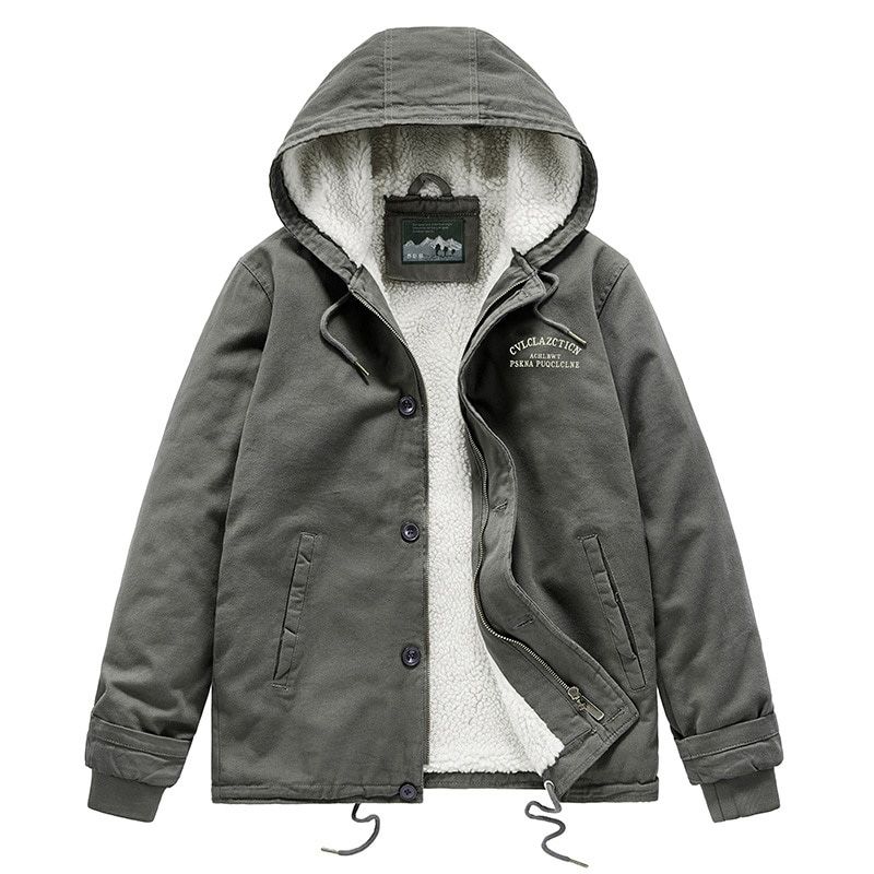 Mens Winter Jacket Coat Cotton Padded Hooded Long Sleeve Men Parka Coat Thicken Warm Casual Outerwear Fleece Overcoat