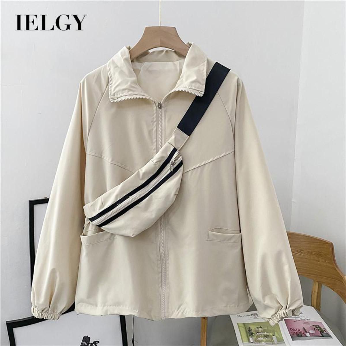 IELGY Windbreaker All-match Thin Top Simple Tooling Women's clothes Short Jacket Fashion