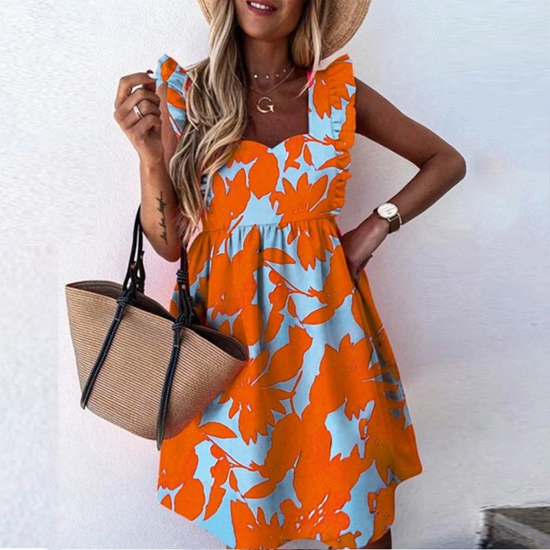 2020 Summer Polka Dot Women Dress Casual Short Butterfly Sleeve A-Line Sundress Sexy V-Neck Ruffle Beach Party Dresses Vestidos