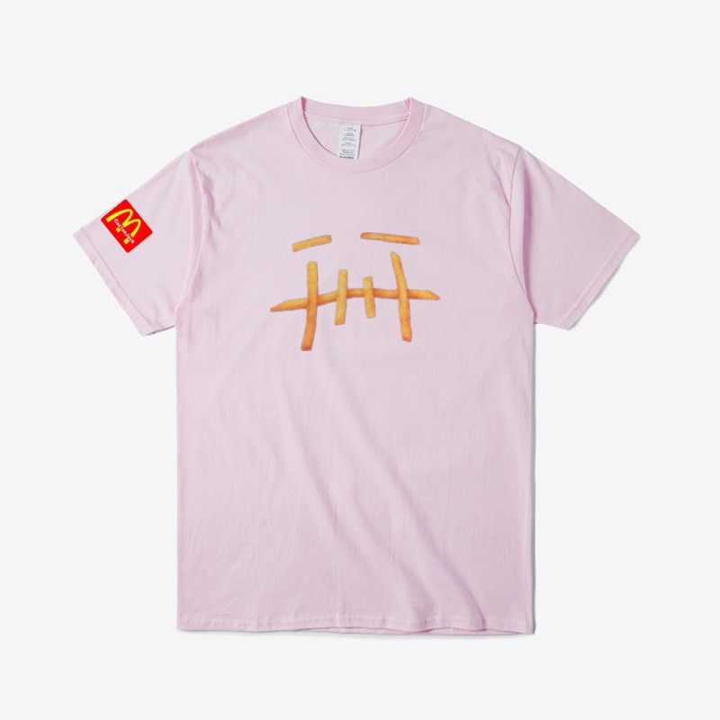 Rapper Cactus Jack French Fries Print T-shirt Men Women Travis Scott M Crew T Shirts Cotton Tees Hop Skateboard Trend Tops