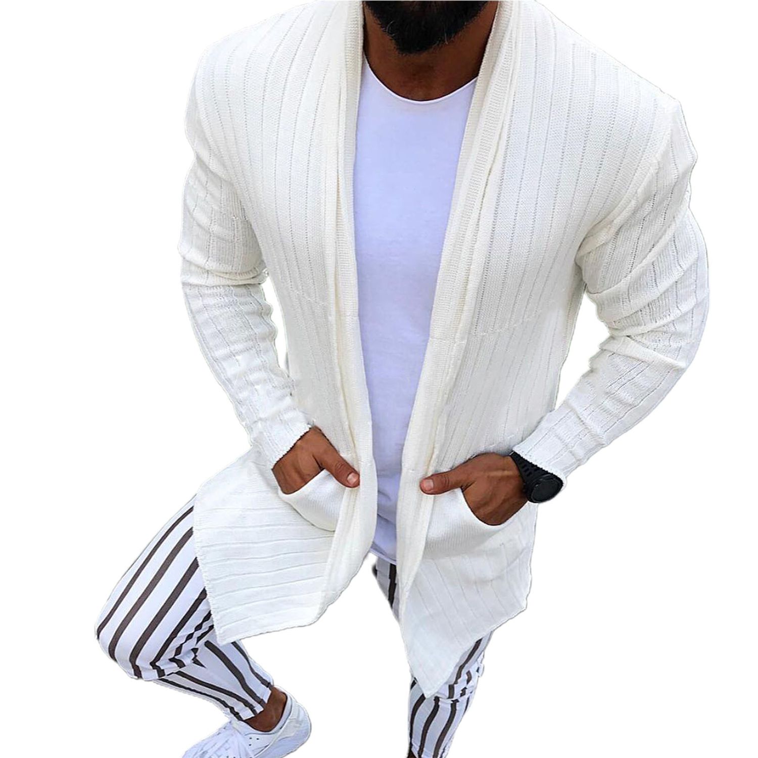Cardigan Coat Solid Color Turn-down Collar Winter Sweater