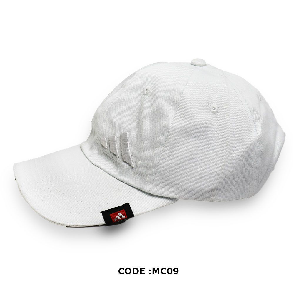Men's White Pure Cotton Curve Visor Adjustable Cap - Cap