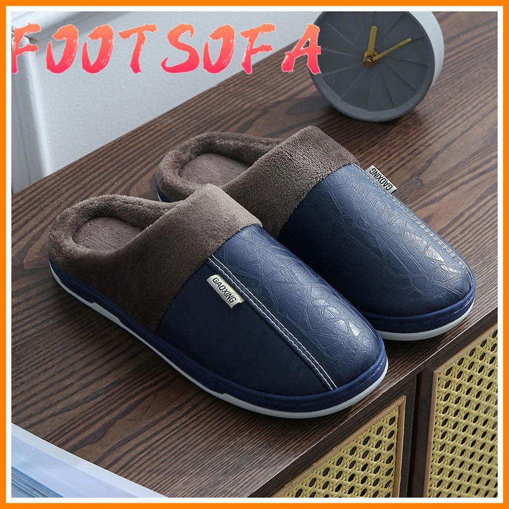 Home Slippers for Men Winter Furry Short Plush Man Slippers Non Slip Bedroom Slippers Couple Soft Indoor Shoes Zapatillas Hombre
