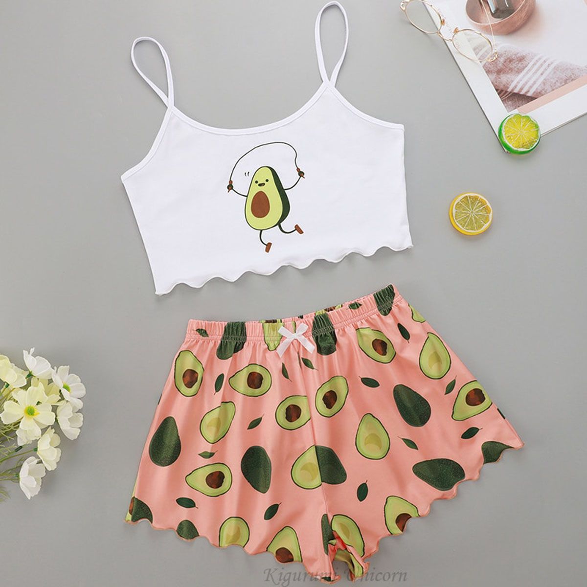 Women's Sleepwear Cute Cartoon Print Short Set Pajamas for Women Pajama Set Sweet Short Sleeve V-Neck & Shorts Summer Pijama