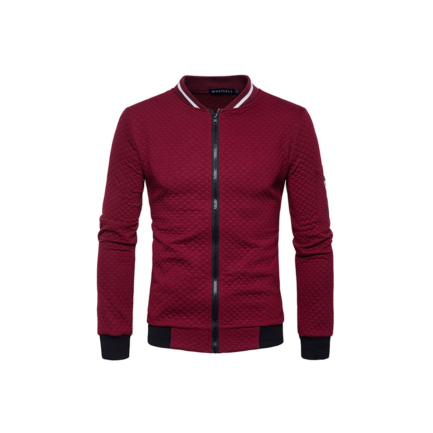 Men Color Block Jacket, Winter Adults Long Sleeve Stand Collar Argyle Coat with Pocket