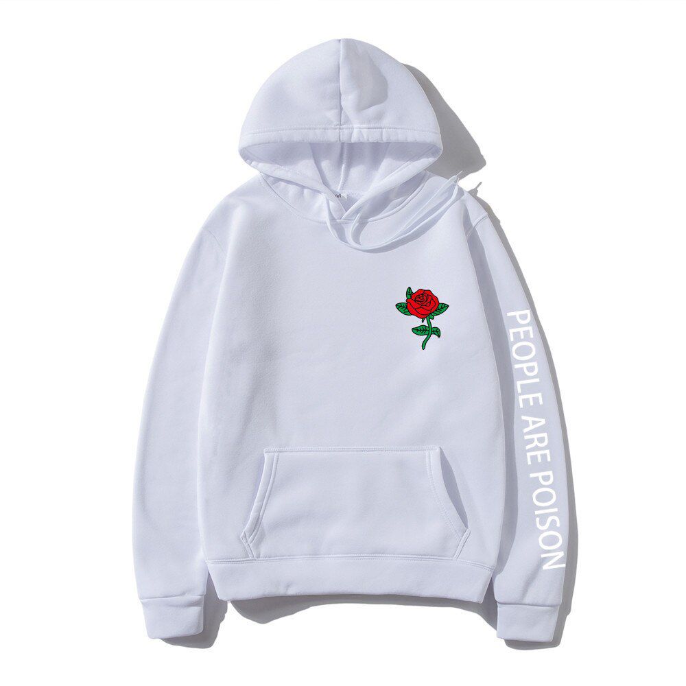 Harajuku Hoodie Men Fashion Red Rose Flower Sweatshirt with print Autumn Winter Streetwear Men Women Casual Pullover Hoody male