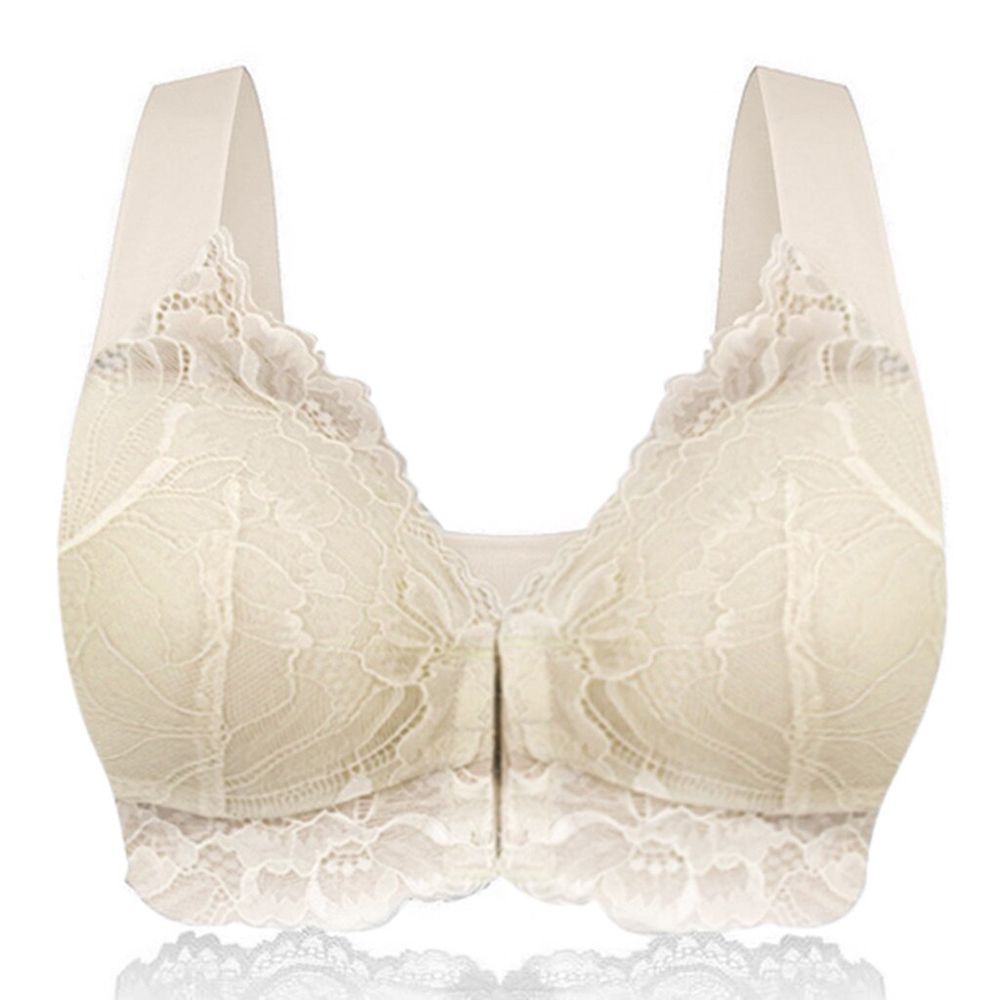 Woman Push Up No Steel Ring Underwear Brassiere Lingerie Bras 5XL Plus Size Bra Ultrathin Lace Bralette Front Buckle Underwear