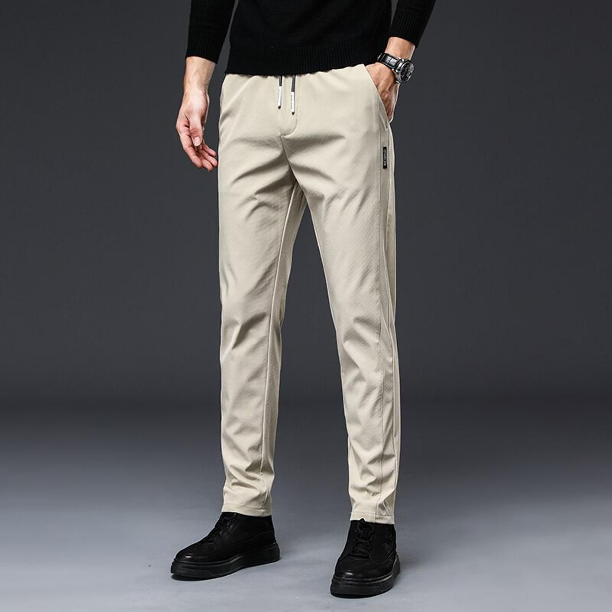 Brand Autumn Men's Casual Pants Slim Pant Straight Trousers Male Fashion Stretch Khaki Jogging Sweatpants Plus Size 38