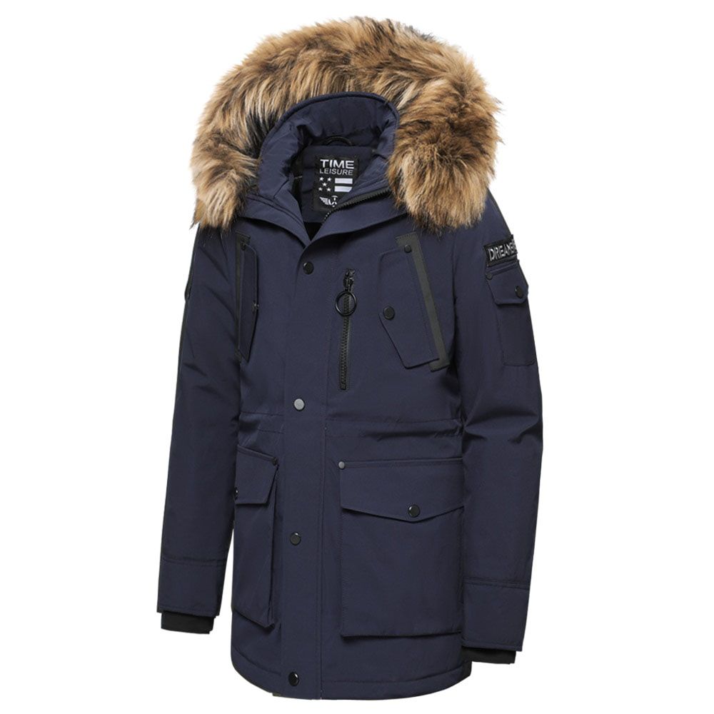 Men Winter Casual Classic Long Collar Thick Parkas Jacket Coat Men Outwear Hooded Pockets Waterproof Jackets Parka Men