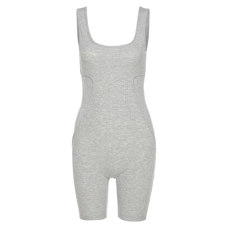 Women Sexy Bodycon Romper Summer Sleeveless Ribbed Knit One Piece Jumpsuit for Spring Summer