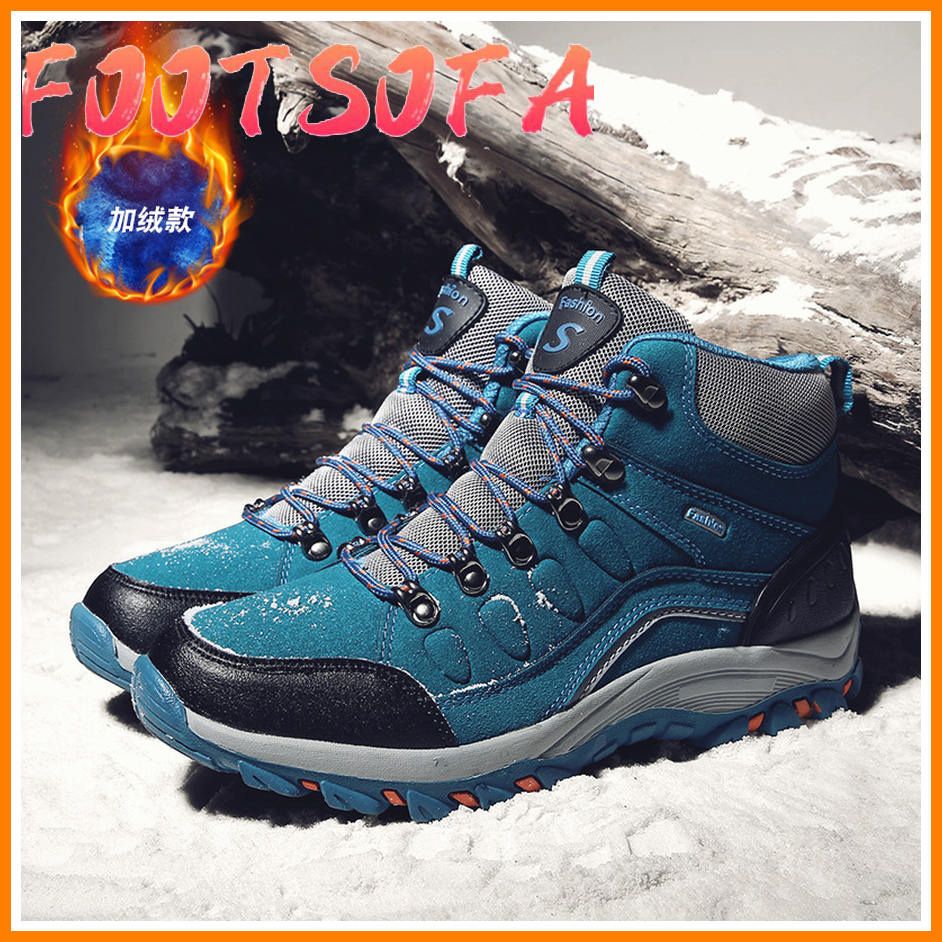 Unisex High Top Winter Plus Velvet Hiking Shoes Women Outdoor Keep Warm Casual Sneakers Men Trekking Camping Sports Snow Boots