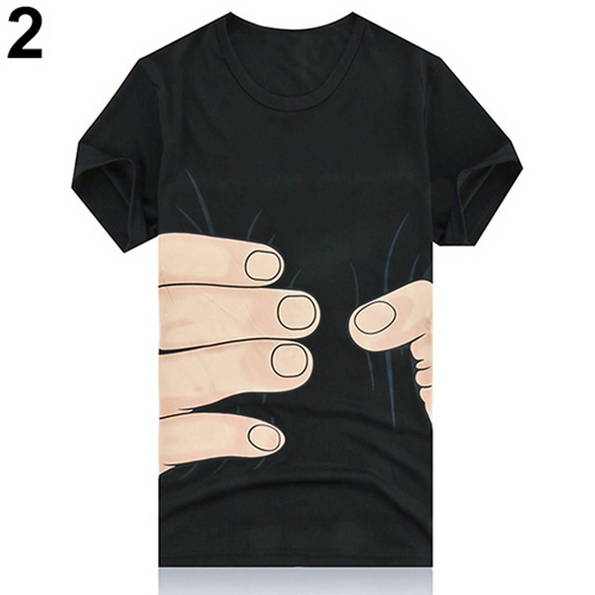 Creative 3D Big Hand Bone Print Short Sleeve T-shirt Tee Summer Fashion Top