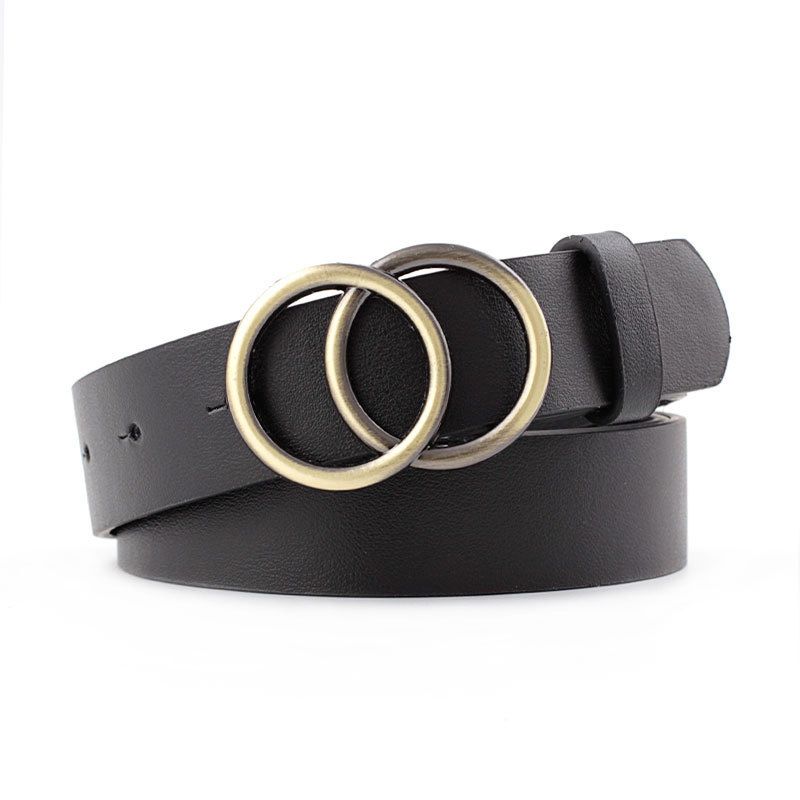 Loldeal 2.8x105cm New Europe And America Cross Border Round Buckle Belt Women's Casual Belt Women's Jeans Belt Fashion Dress Belt