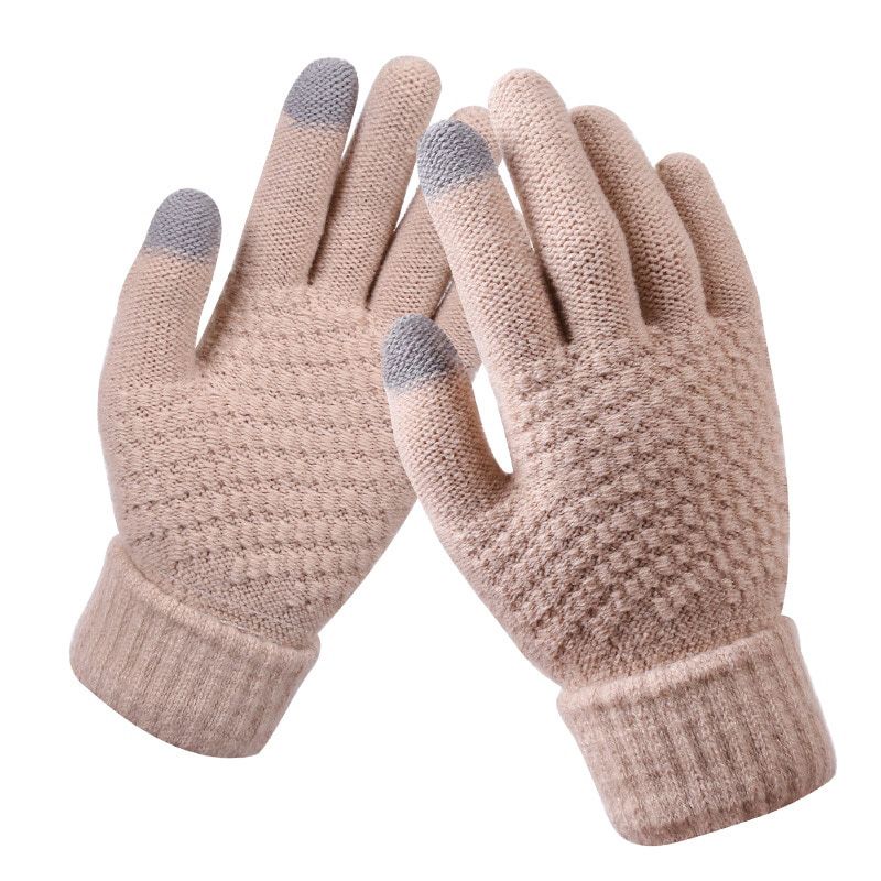 Women's Cashmere Knitted Winter Gloves Cashmere Knitted Women Autumn Winter Keep Warm Thick Gloves Touch Screen Skiing Gloves