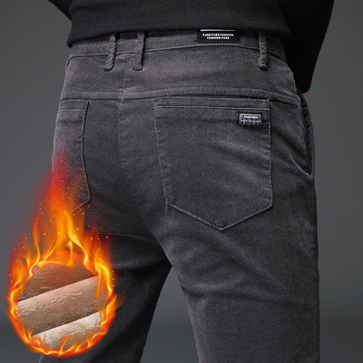 Winter Men Casual Sweat Pants Brand Velvet Thicken Corduroy Pants Fleece Stretch Slacks High Waist Warm Men's Trousers