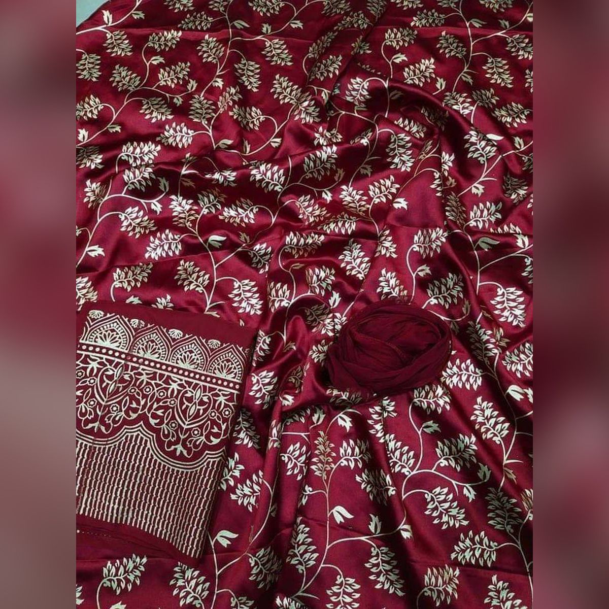 Skin Print Work Unstitched Cotton Three Piece 3 Piece For Women Ladies Collection