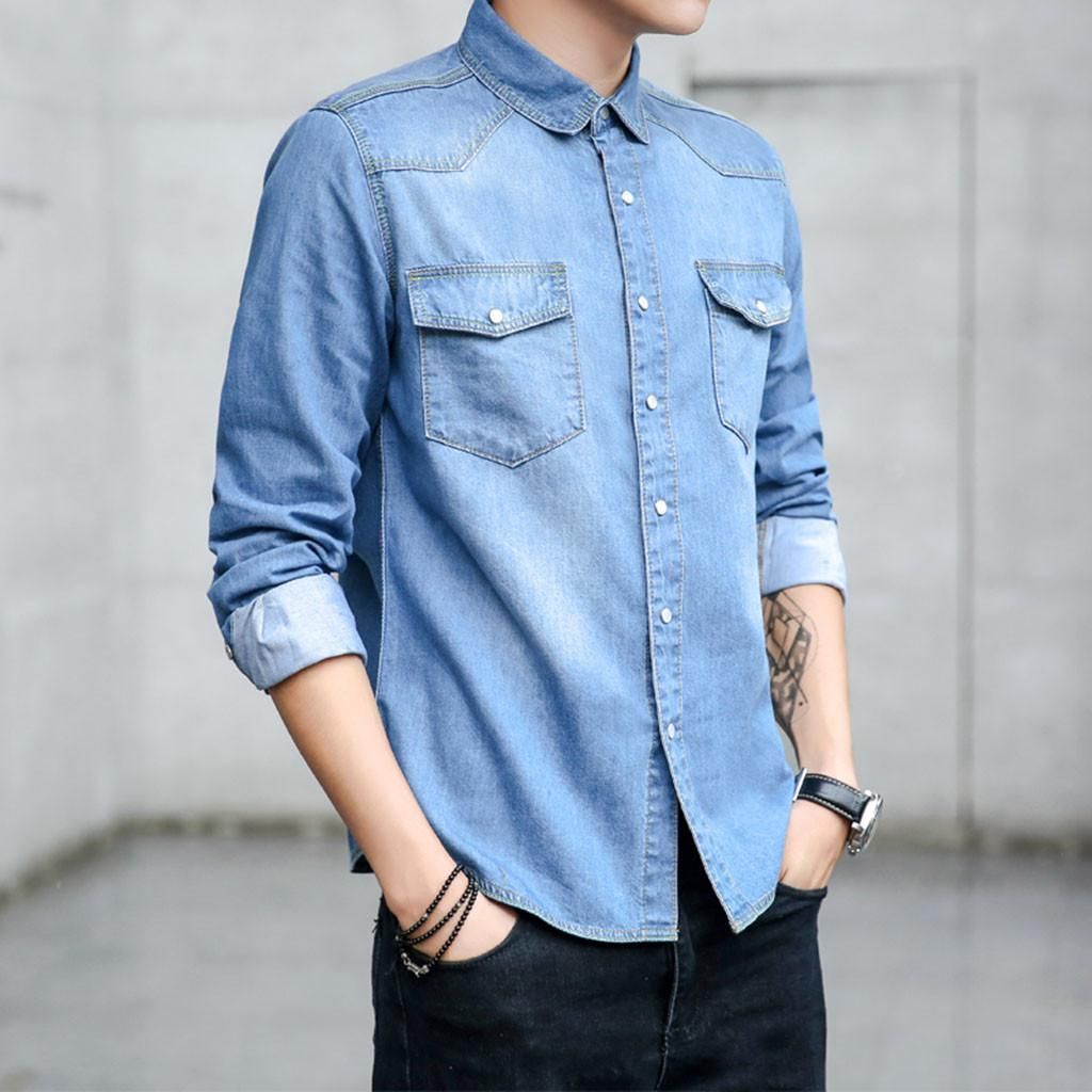 Blue Denim Casual Shirt For Men