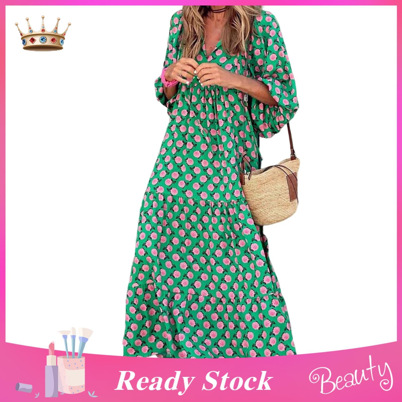 Party Dress Simple Bohemia Geometry Print Vintage Long Dress